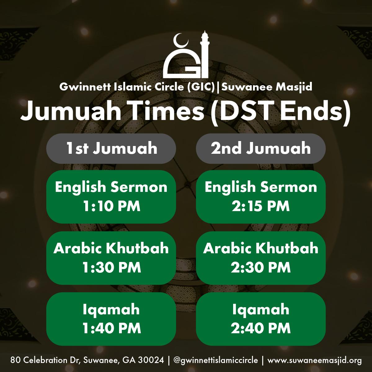 Jumuah Timings